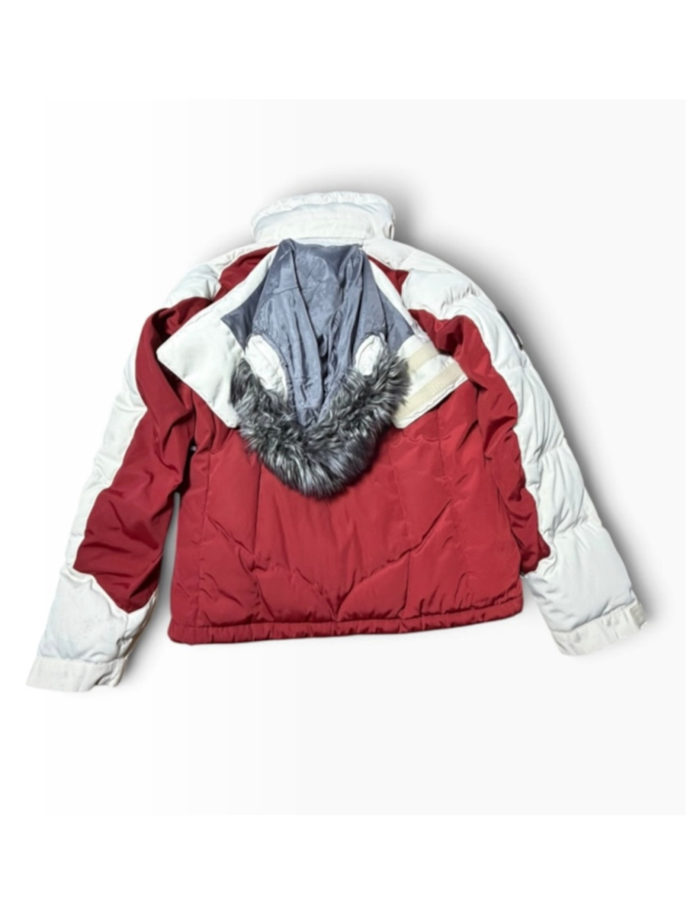 The North Face 600 Down Ski Jacket Fur Hood Burgundy White Vintage Puffer S - Picture 3 of 11